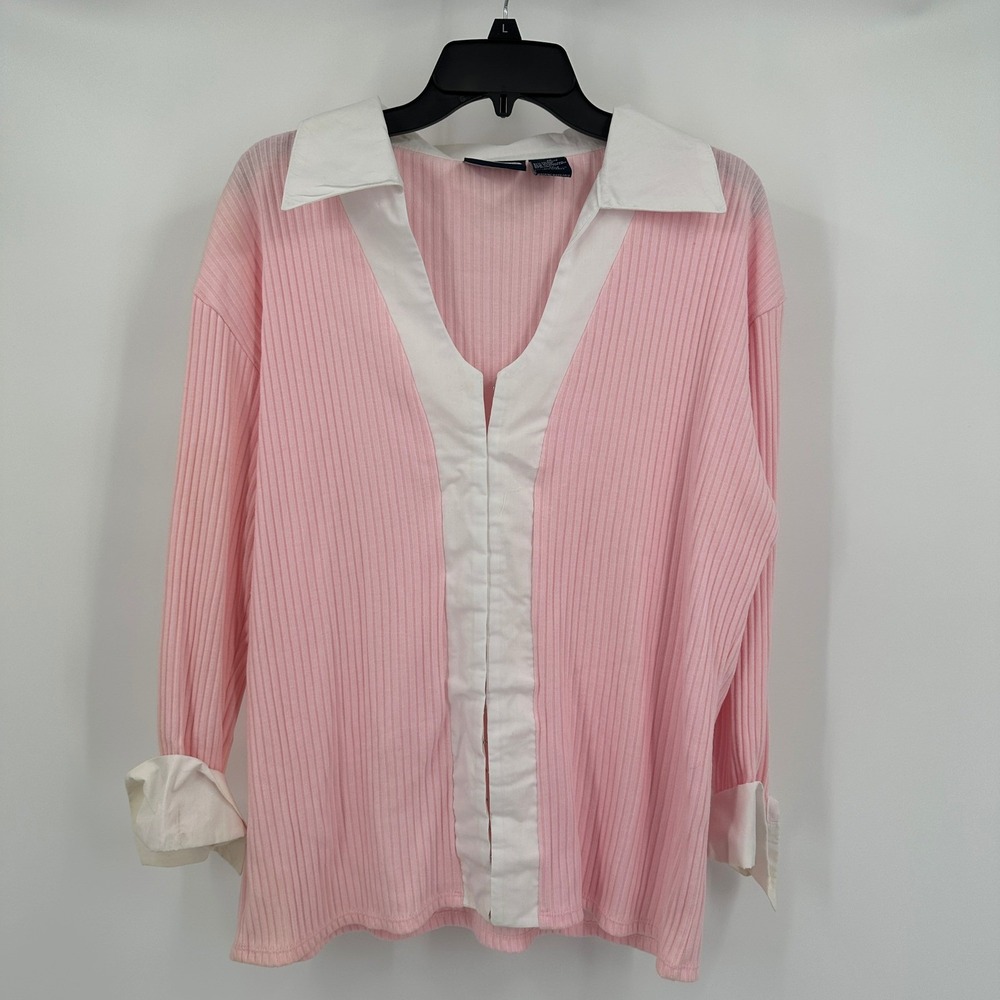 Womens Y2K Preppy Ribbed Sweater Top Size 2X Minimalist Office‎ Layered Coquette